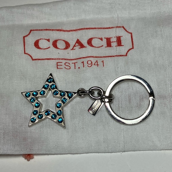 Coach Blue Star Silver with Blue Pave Crystals purse charm